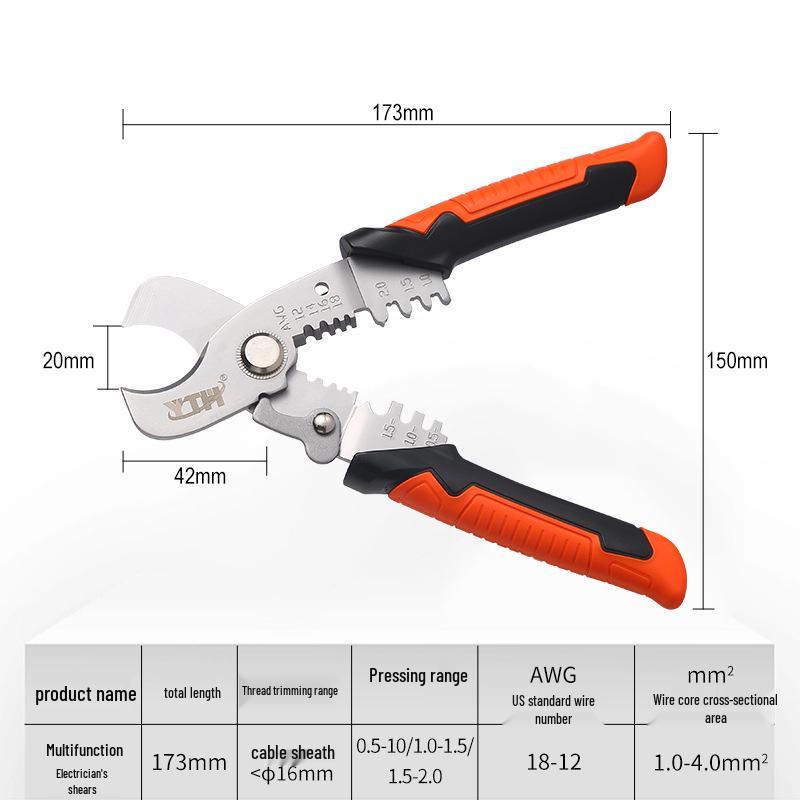 Universal Electrician Wire Strippers and Crimping Pliers, Multifunctional Tool for Wiring and Cable Cutting