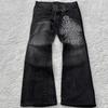 Y2K Vintage Gewaschene Abgewetzte High-Waist Schlagjeans Damen Low-Rise Stretch-Denim-Hosen