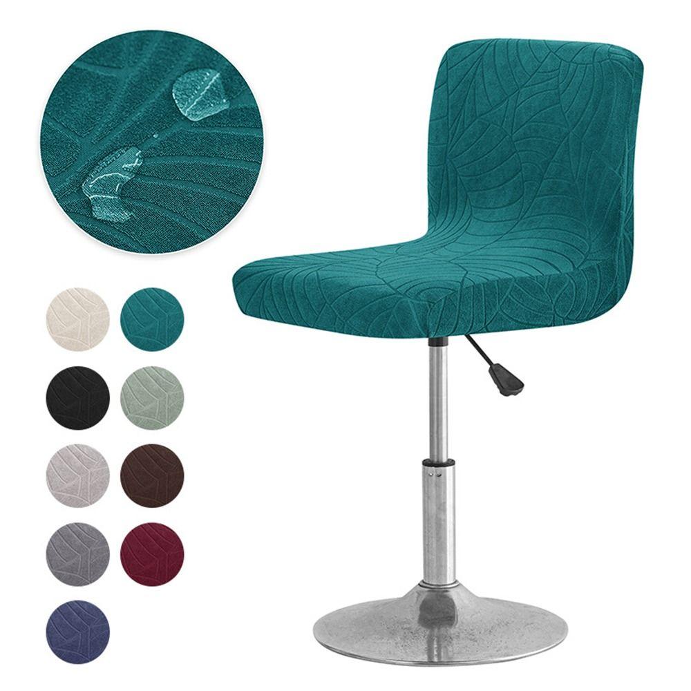 Short Back Jacquard Bar Chair Cover Stretch Elastic Velvet Bar Stool Seat Covers Solid Color Slipcover Dust Cover Banquet Dining