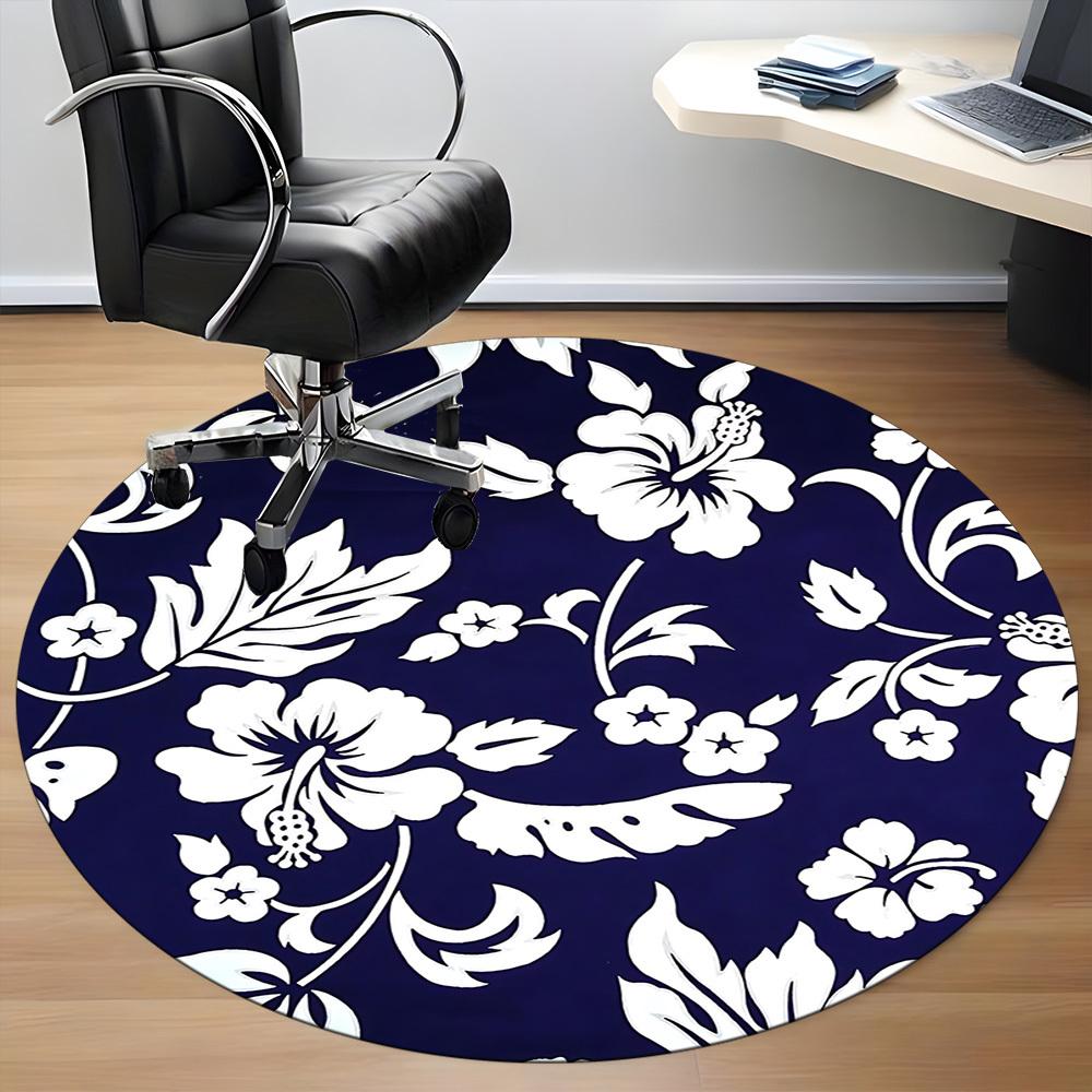 1pc Floral Pattern Office Round Rug, Carpet for Office, Gaming, Lightweight Round Floor Mat yy260208064