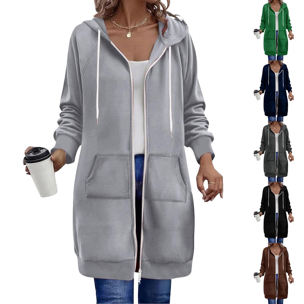 Women's Fashionable Loose-fitting Long-sleeved Casual Jacket With Zipper Hoodie