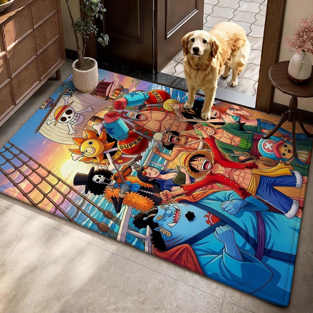 Straw Hat Pirates' Adventure Rectangular Rug Soft Nonslip Carpet For Living Room Play Area Hallway Home Decor Memorial Gift