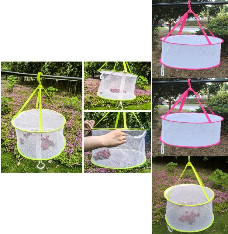 Foldable Clothes Drying Mesh Basket With Large Diameter For Home Use And Socks Air Drying