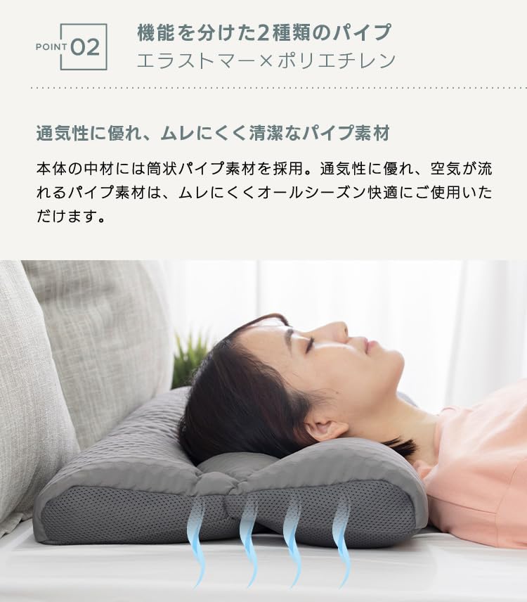 Fluffy Plus Height Adjustable Elastomer Pipe Pillow by AOMUKI (PillowGray) - Floating Feeling, Fit, Height Adjustable, Washable (Elastomer)