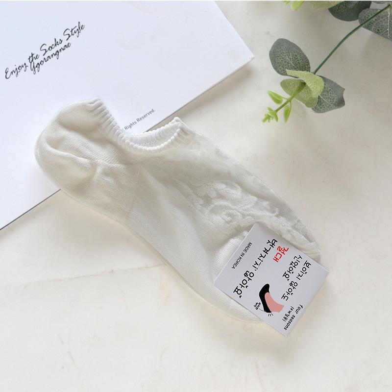 

Women s Summer Non-slip Ice Silk Mesh Low-cut Floral Socks One Size белый