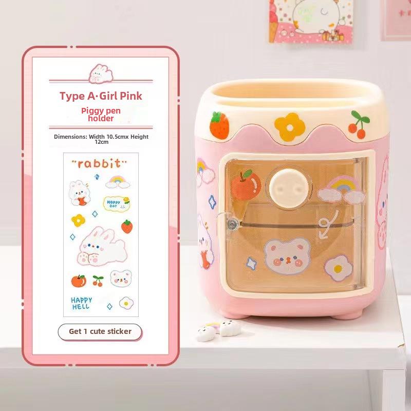 

Очаровательная подставка для ручек Piggy - вместительный настольный органайзер для студентов и детей