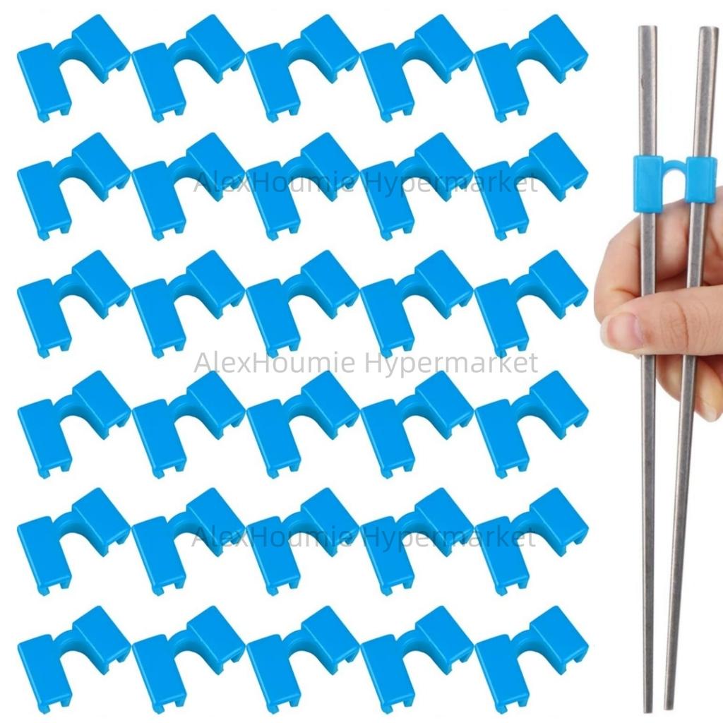 30PCS Chopstick Helper Training Kit Chopsticks Connector Reusable Plastic Training Chopstick Helper for Beginner Trainer Learner