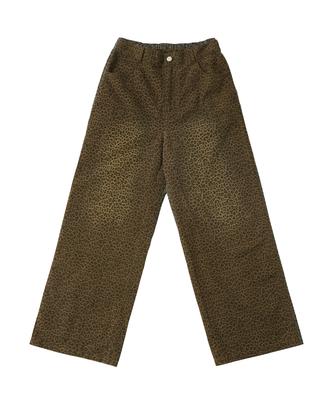 TONSIL Washed Leopard Elastic Waist Pants Brown