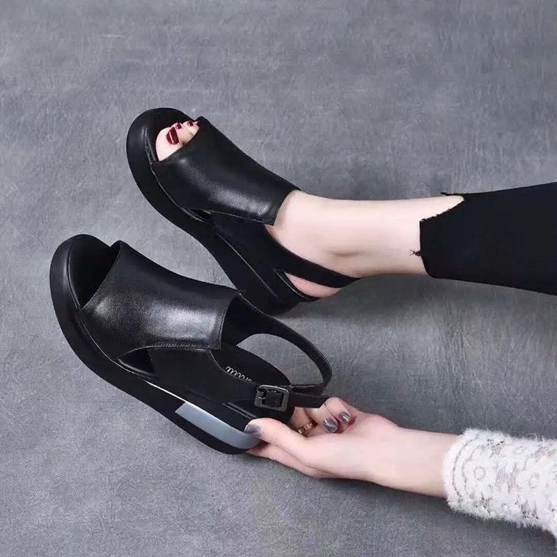 WTEMPO Sandály na klínku Dámské Letní Jednobarevné Muffinová Silná Podrážka Rybí Tlama Jednořádkové Šněrovací Otevřená Špička Měkká Podrážka Pohodlné Sandály na Vysokém Podpatku