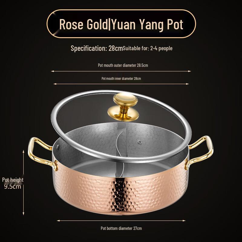 ZISIZ 304 SS Hammered Divided Hot Pot