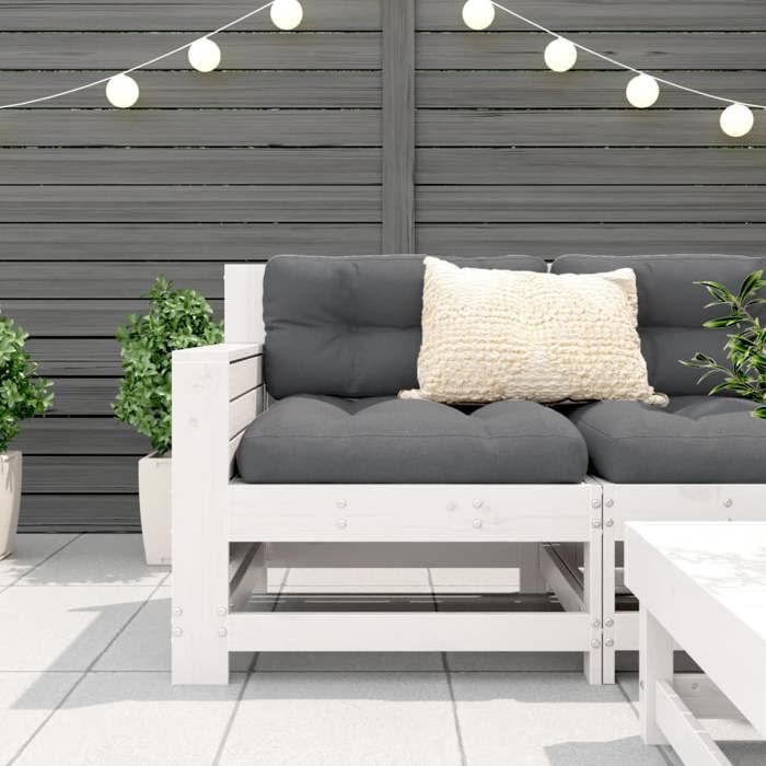 VidaXL Canapé de Jardin Accoudoir avec Coussin, Siège avec Dossier, Fauteuil de Terrasse Patio Arrière-cour Extérieur, Blanc 844921