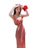 Women's Red Plaid Fishtail Spaghetti Strap Dress - 2025 Spring/Summer French Seaside Vacation Collection