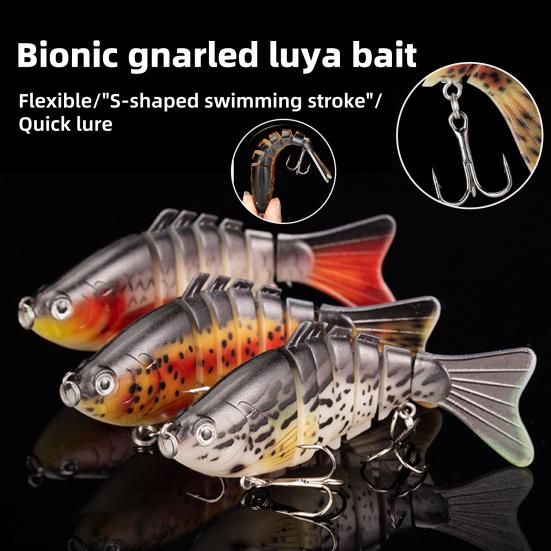 5Pcs Bionic Swimming Baits with Treble Hooks Realistic Looking Bright Colors Multi-section Fishing Lures Artificial Baits