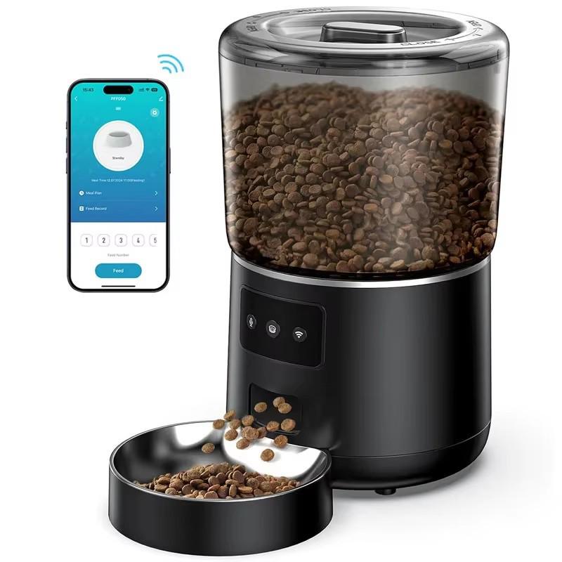 Smart 4L Remote-Controlled Automatic Pet Feeder with App, Timed Feeding & Graffiti Design for Cats and Dogs