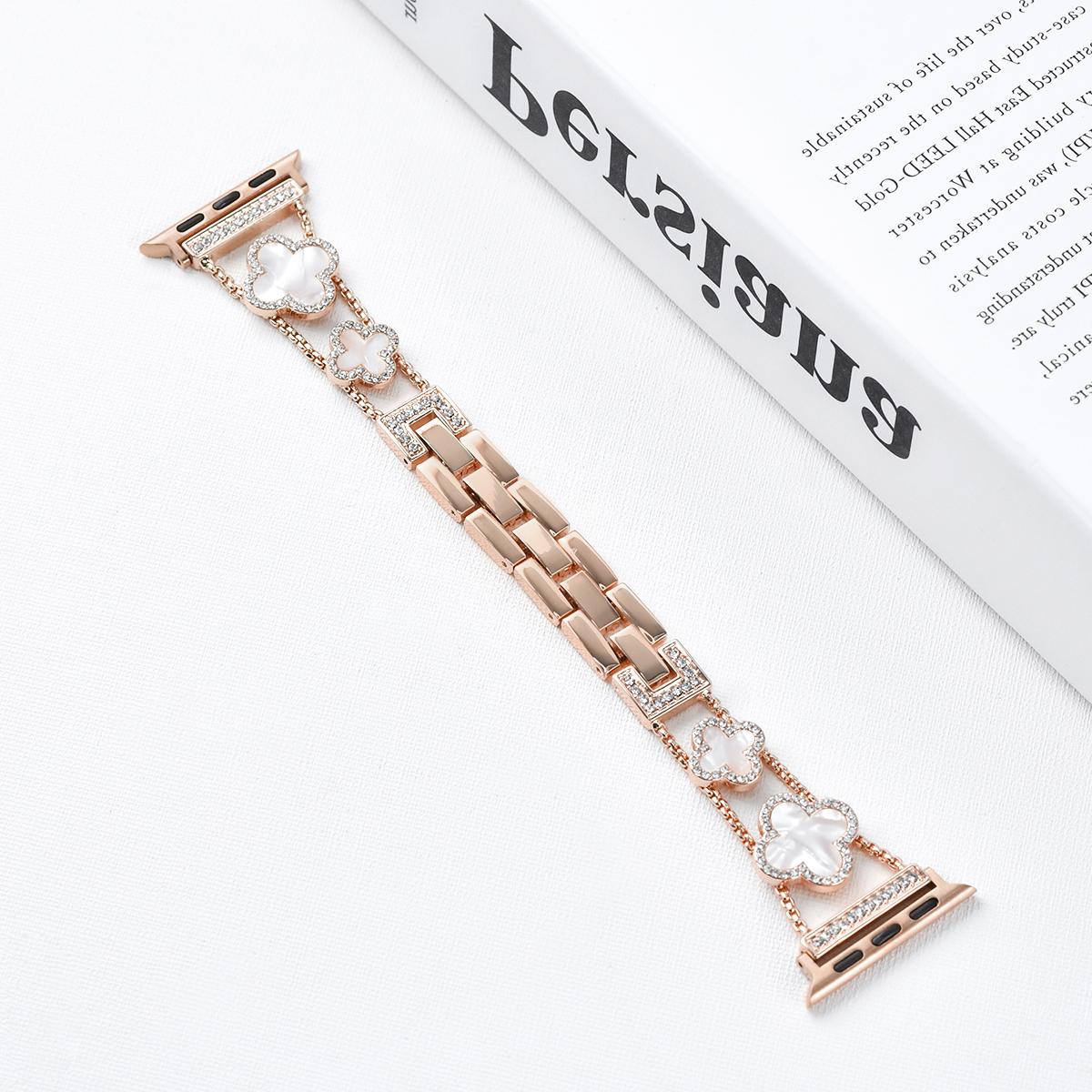 

Ремешок для часов Роскошный браслет из металла с бриллиантами для Apple Watch серии Lucky Grass ремешок для iwatch 4 5 6 SE 7 ремешок для женщин 41 мм 40 мм 42mm Series 3 2 1