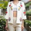 ZANZEA Women Floral Print Casual 3/4 Sleeve Loose Cardigan Blouse