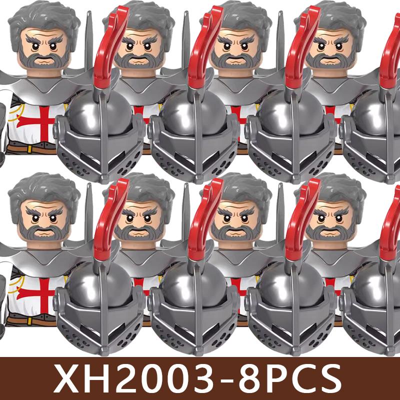 Medieval Roman Soldier Figures Building Blocks MIlitary Castle Warrior Hospital Templar Knight Flag Cloak Accessories Bricks Toy