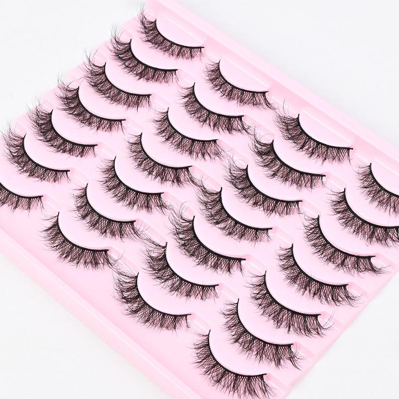 Cross-border European and American Style Flared Lashes, 14 Pairs of Thick, Curled, Naturally Three-dimensional One-piece Lashes