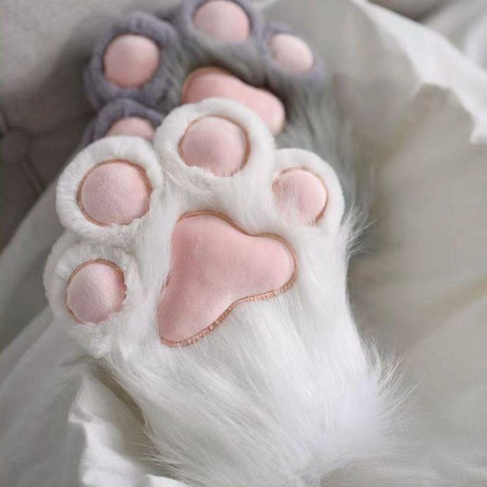 Fursuit Kigurumi Plüsch Katzenpfoten Handschuhe Pelzige Katzenkralle Fäustlinge Niedliches Cosplay Kostüm Handschuhe Geschenke