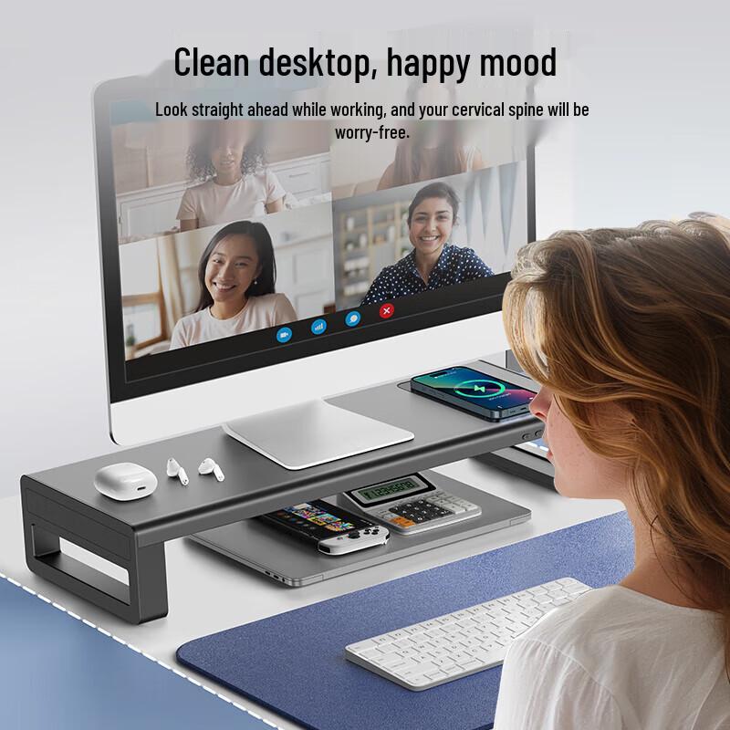 Luwei Double-Layer Monitor Riser Stand with Type-C Fast Charging