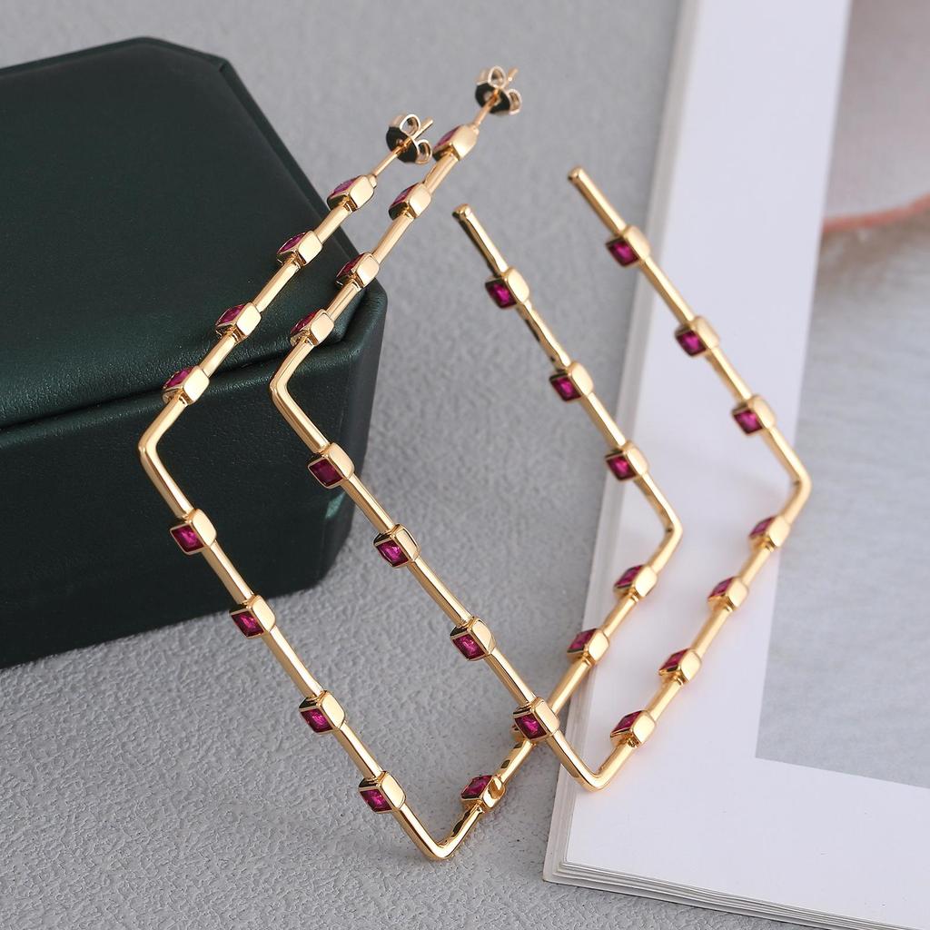 European & American 6CM Large Square Hoop Earrings - Bold Geometric Design, Statement Stud Earrings for a Unique, Chic Look
