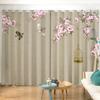 2PCS New Chinese Flower and Bird Print Semi-blackout Curtain Custom Hook Grommet Top Model Living Room Bedroom Window Curtain