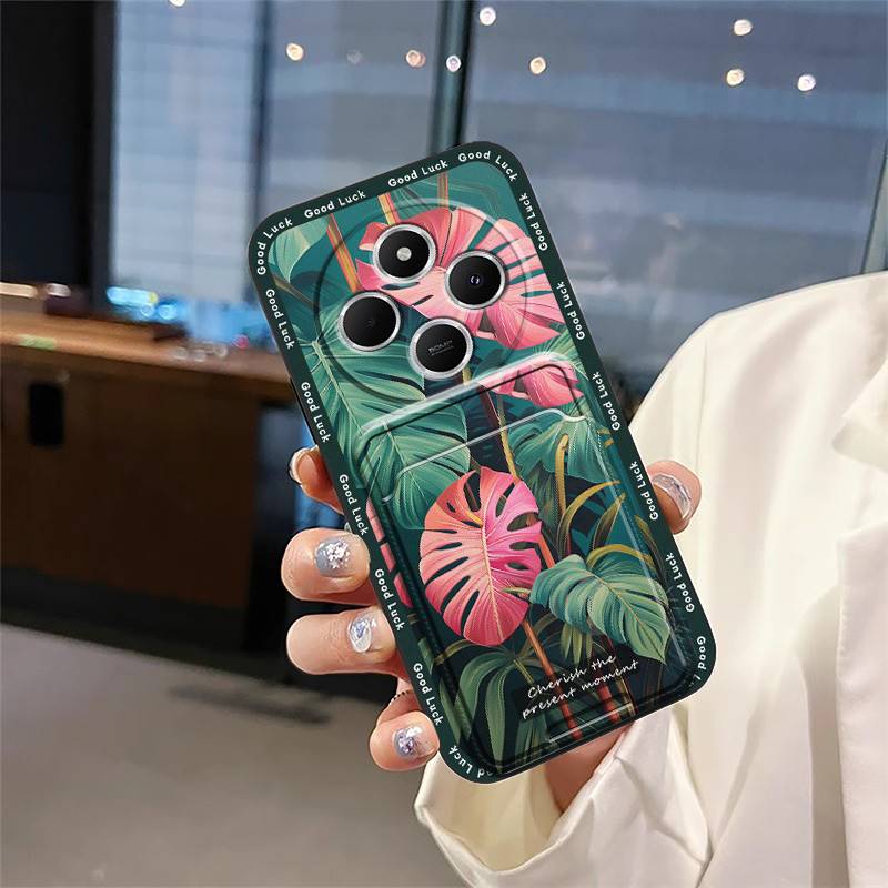 Fashion Design Back Cover Phone Case For Redmi A4 5G Cartoon Card Bag Cover Waterproof Dirt-resistant Silicone TPU Cute