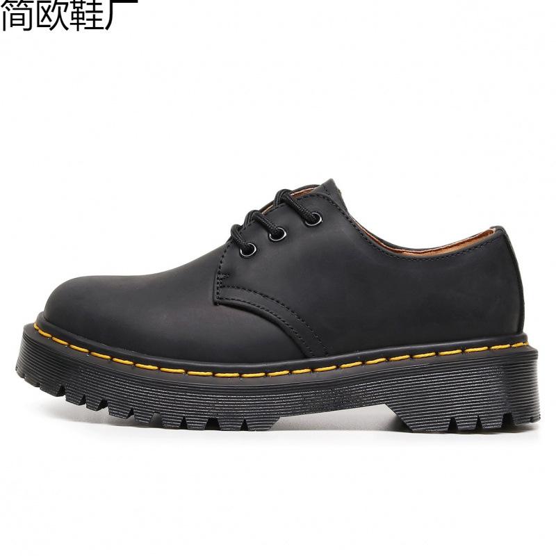 Martin boots first layer 1 low-top small leather shoes women's leather Crazy Horse brown large size short boots round head men's break