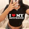 Ich Liebe Meinen Freund Shirt Damen Baby Tee Herz Niedlich Grafik Slogan Top S-XL