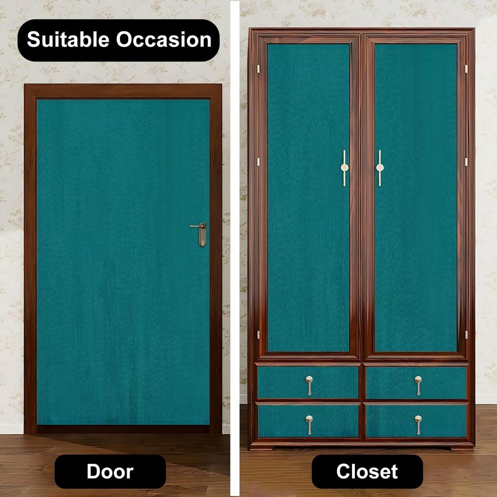 Self Adhesive Vinyl Refrigerator Wrap Set Teal Green Solid Colored Abstract Canvas Texture Vintage Grunge Year Door Mural Removable Fridge Sticker