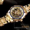 Forsining Hot Gold Men Automatic Mechanical Watches Luxury Skeleton Men's Gift Watch Stainless Steel Wristwatches Luminous