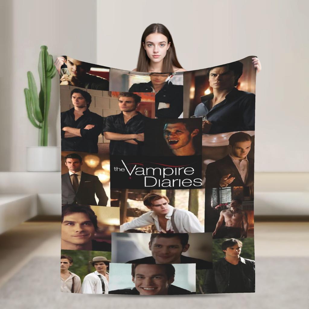 The Vampire Diaries Damon Salvatore Serie TV Coperta Decorativa in Flanella Plaid per Arredamento Casa Calda Morbida Copriletto Regalo