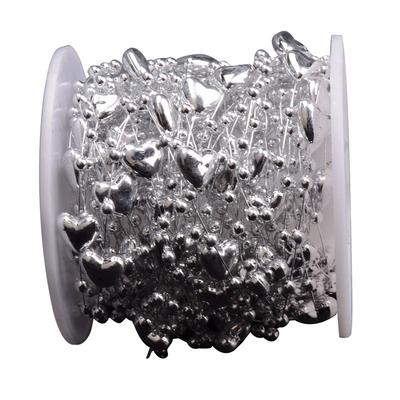 Cadena de Cuentas en Forma de Corazón de Hilo de Pescar de 10 m Decoración para Bodas Fiestas de Navidad (Plata)