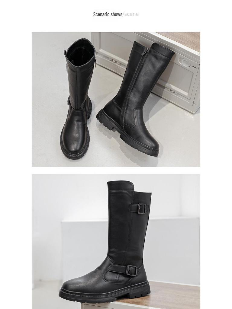 Męskie skórzane buty typu high martin parade knight, gruba podeszwa, długi styl kowbojski (Modele 88056)