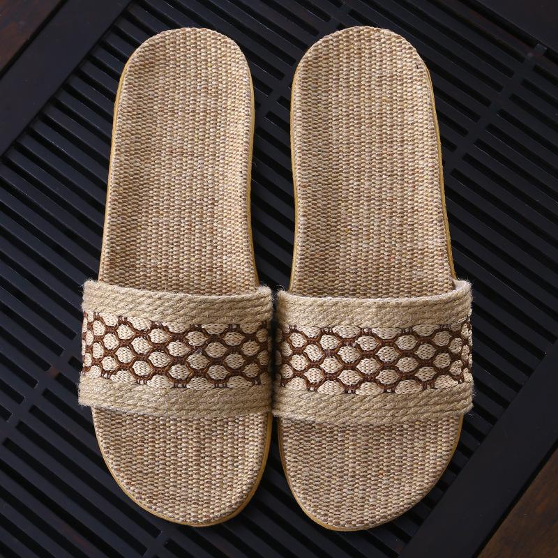 

Лента новоселье пара домашние тапочки хлопок и лен тапочки домашние нескользящие мужские и женские тапочки на толстой подошве Male: 44-45 (positive size)