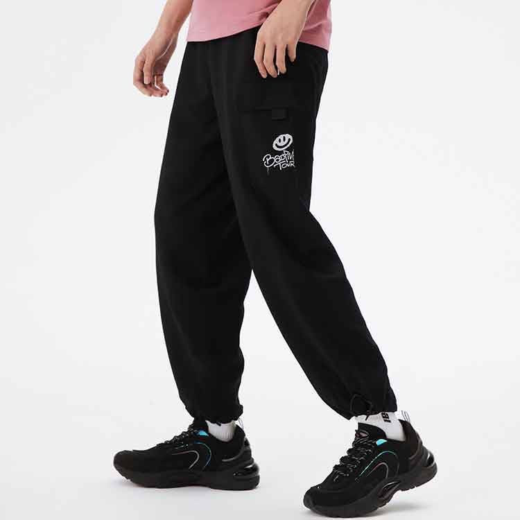 Li-Ning Badfive Solid Color Large Pocket Straight Casual Pants Women Pants Black AKXS300-3