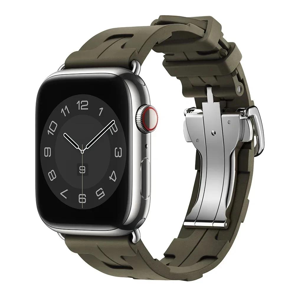 Con Logo Kilim Cinturino in Silicone a Giro Singolo Cinturino per Apple Watch 46mm 42mm Cinturino per Iwatch 11 10 9 8 Ultra3 49mm 45mm 38mm Cinturino per Orologio