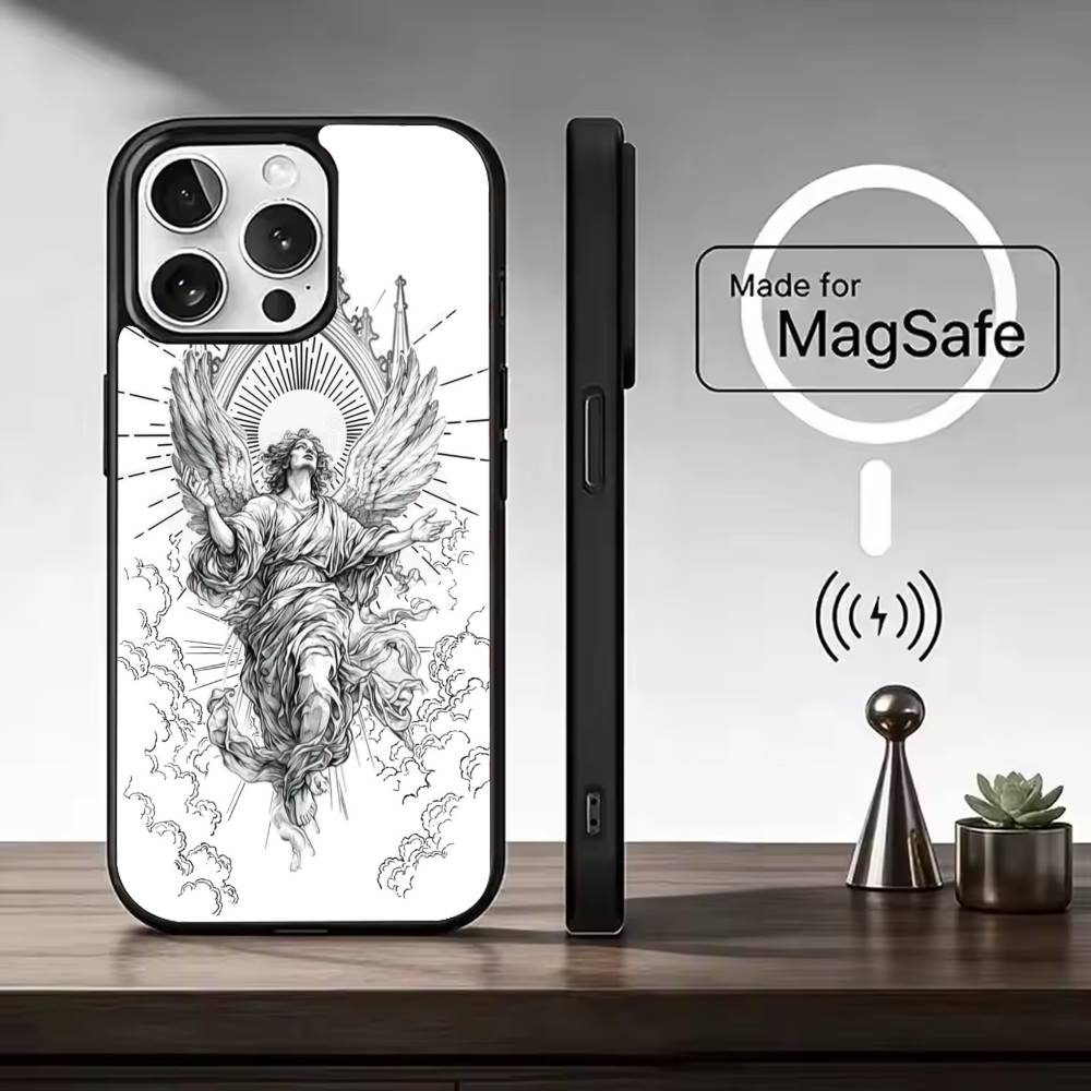 

Middle Ages Retro Angel Phone Case For iPhone17,16,15,14,13,12,11 Plus,Pro Magnetic with Magsafe Wireless Charging iPhone17