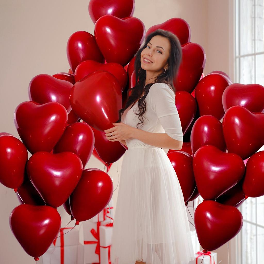 Alla hjärtans dag Bröllopsdekoration Kärlek Uppblåsbar Boll 10 Tum Latex Dubbellagers Boll Förslag Bekännelse Festdekoration