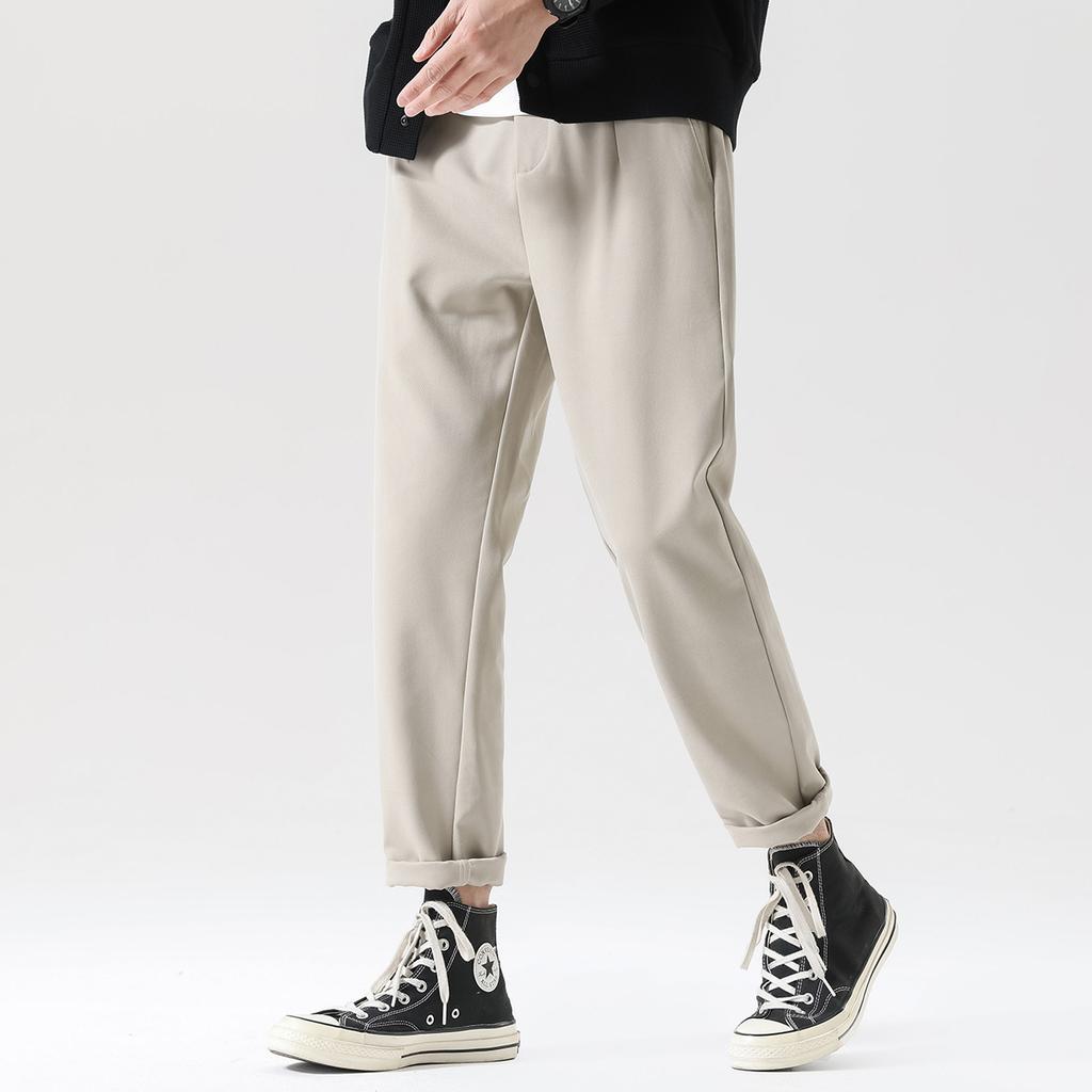 Anti wrinkle copper ammonia silk spring new casual pants for men, loose and versatile straight leg tapered pants