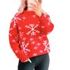 Women's Fashionable Long Sleeved Christmas Pullover Round Neck Casual Sweater Top