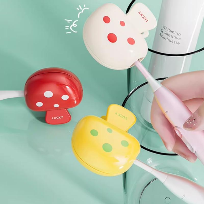 Mushroom-Design Toothbrush Cover With Dust Cap Brush Protective Cover Portable Plastic Clip For Home Travel Use Compact