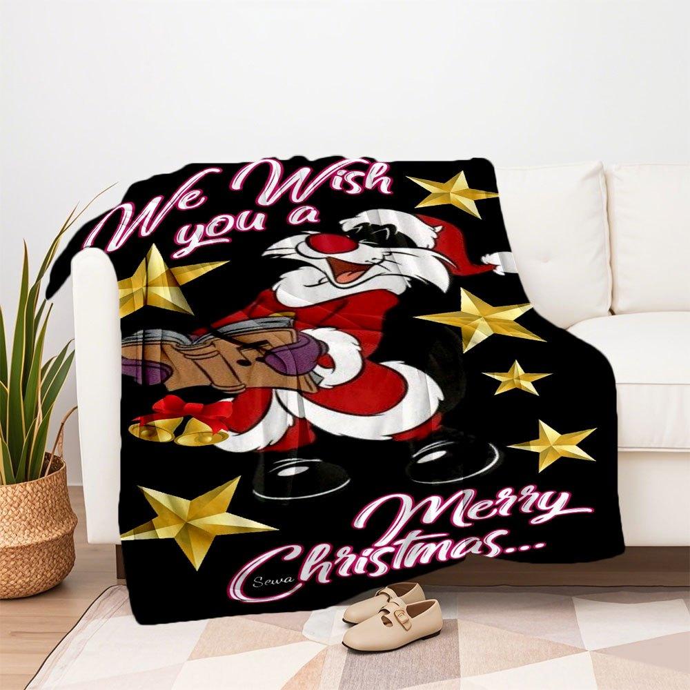 Sylvester Christmas Phone WallpaperBlanket Flannel Throw Blanket for Sofa, Bed, Travel, Camping, Office