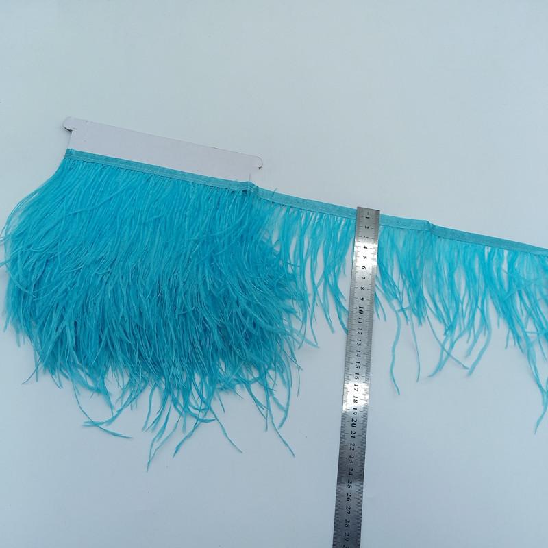 Feather1meter Dyed Colorful Ostrich Feathers Trim Ribbon for Dress Clothing Decoration Sewing Needlework Handicraft Accessories10-15cm