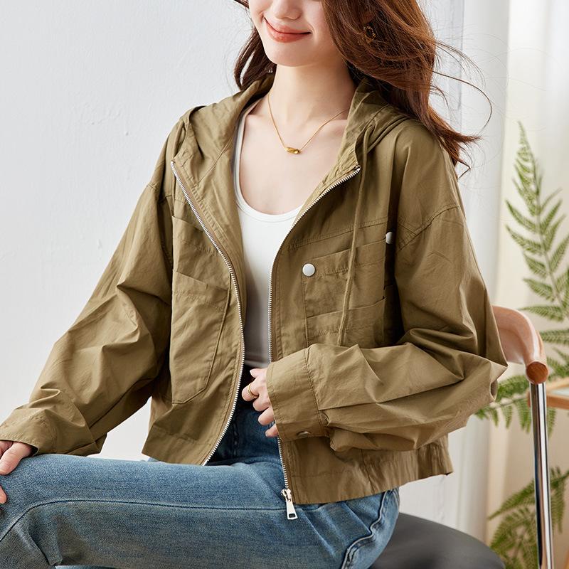 

Короткая куртка для женщин весна новый стиль маленький капюшон повседневная модная куртка ретро кардиган XXL