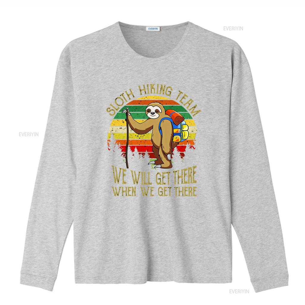 Sloth Hiking Team T Shirt For Lover Traveling  vintage Washed Top For Everyday Wear streetwear Slightly Breathable fashion