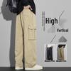 Men's Heavyweight High Street Overalls with Pockets - Loose, Versatile Wide-Leg Drawstring Pants for Spring and Autumn.
