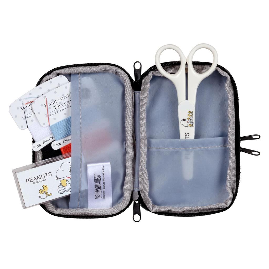 Misasa Sewing Kit Snoopy PEANUTS Zipper Pouch classroom emergency Gray 18702 (for carrying, use, repairs) No.