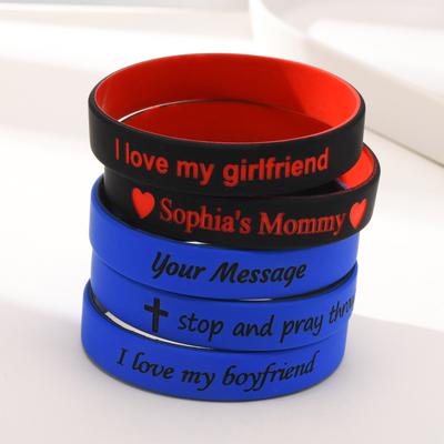 Bracelets en Silicone Personnalisés Gratuits pour Hommes Garçons, Nom Personnalisé Contenu Numéro de Contact Bracelet Doux au Poignet, Bijoux d'Individuation