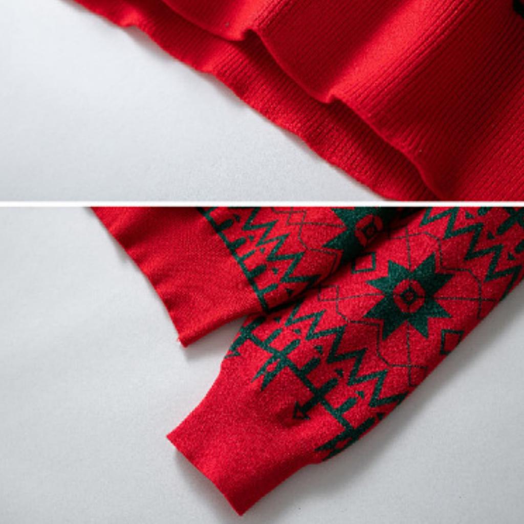 Men's And Women's Casual Christmas Printed Knitted Sweater, Loose Pullover Round Neck Warm Sweater